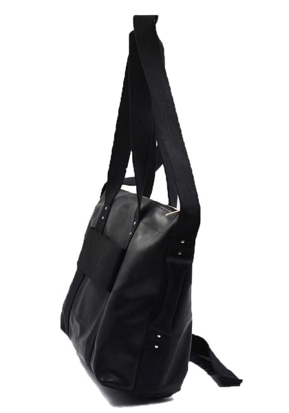 RICK OWENS MEN RA01D0461 TROLLEY LEATHER BAG BLACK SS24 | DOSHABURI Online Shop