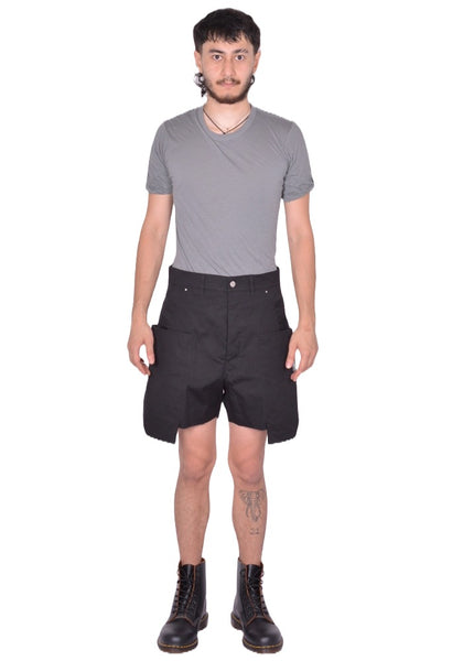 RICK OWENS MEN RU02E1382 TE STEFAN CARGO SHORTS BLACK (New Season FW25)