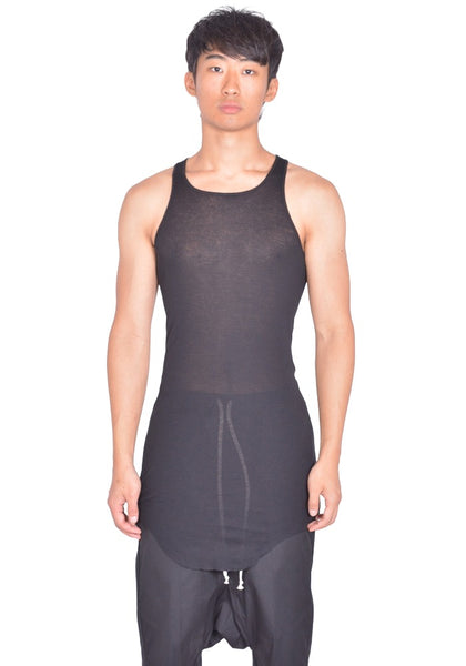 RICK OWENS MEN BASIC RIB TANKTOP BLACK FW26 | DOSHABURI Online Shop