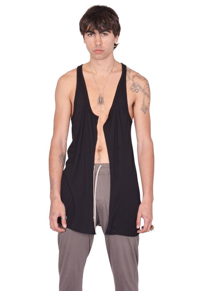 RICK OWENS MEN OPEN PONY TANKTOP BLACK SS26 | DOSHABURI Online Shop