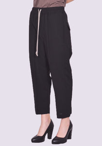 RICK OWENS WOMEN RP01C5303 WL 09 DRAWSTRING ASTAIRES PANTS BLACK SS23 | DOSHABURI Online Shop