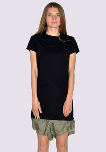 RICK OWENS WOMEN RP01C5203 JA 09 LEVEL T-SHIRT BLACK SS23 | DOSHABURI Online Shop