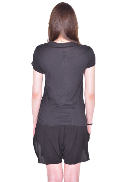 RICK OWENS WOMEN RO01D2235 BH 09 CROPPED LEVEL T-SHIRT BLACK SS24 | DOSHABURI Online Shop