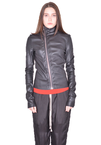 RICK OWENS WOMEN RP01D2701 LS GARY LEATHER JACKET BLACK SS24 | DOSHABURI Online Shop