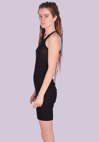 RICK OWENS WOMEN  RP01D2548 RC 09 TANK MINI DRESS BLACK SS24 | DOSHABURI Online Shop