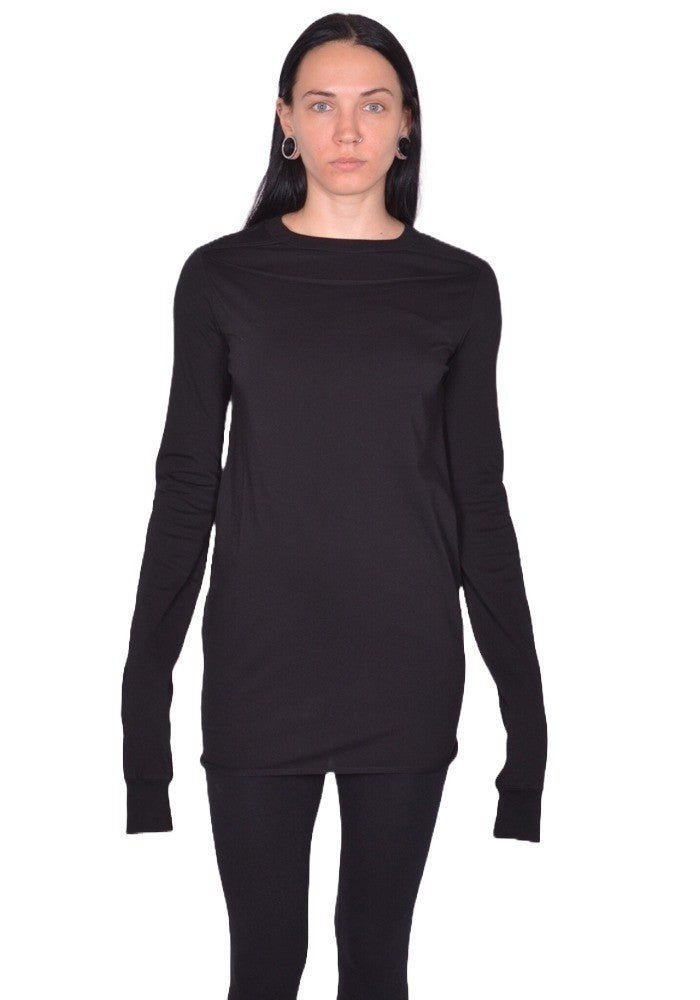 RICK OWENS WOMEN RP02E4262 JA 09 SLASHED LONG SLEEVE LEVEL T-SHIRT BLACK (New Season FW25)