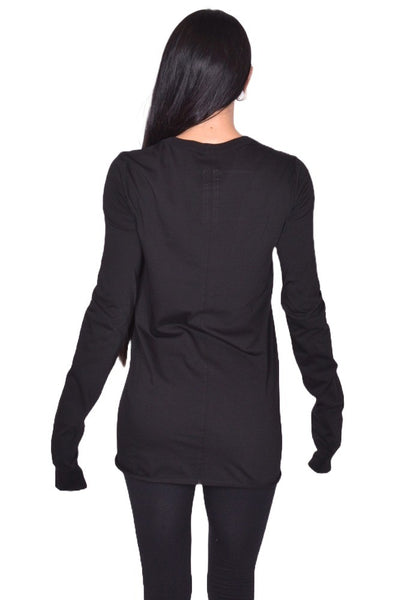 RICK OWENS WOMEN RP02E4262 JA 09 SLASHED LONG SLEEVE LEVEL T-SHIRT BLACK (New Season FW25)