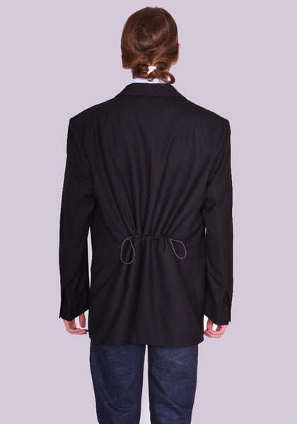 YUIKI SHIMOJI UNISEX PATCHED BLAZER BLACK WHITE CAT | DOSHABURI Online Shop