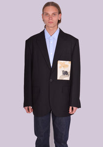 YUIKI SHIMOJI UNISEX PATCHED BLAZER BLACK TREECAT | DOSHABURI Online Shop