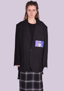 YUIKI SHIMOJI PATCHED BLAZER BLACK JOHNNY | DOSHABURI Online Shop