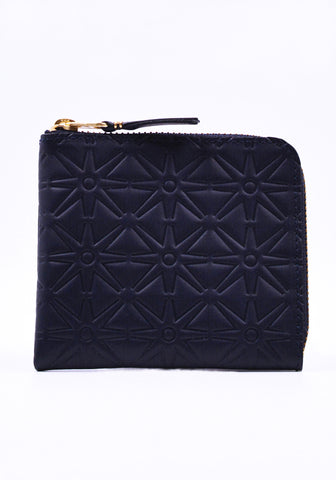 COMME DES GARCONS SA310EA EMBOSSED ZIP WALLET NAVY | DOSHABURI Online Shop