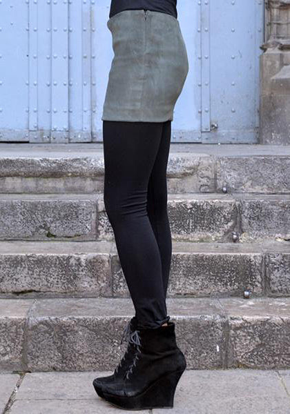 HAIDER ACKERMANN LEATHER MINI SKIRT ANTHRACITE