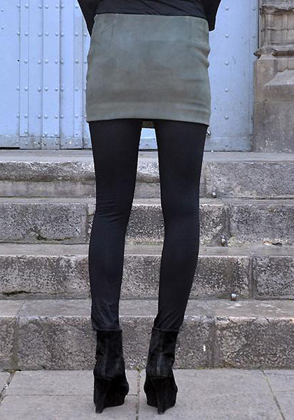 HAIDER ACKERMANN LEATHER MINI SKIRT ANTHRACITE