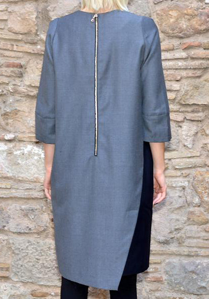 UJOH SLIT DRESS GREY/NAVY | 50%OFF SALE | Doshaburi Online Shop