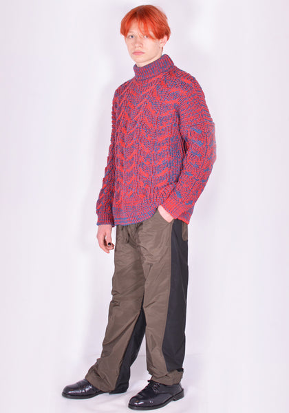 SERAPIS DUALITY CABLE KNIT SWEATER RED/PETROL FW21 | DOSHABURI Shop