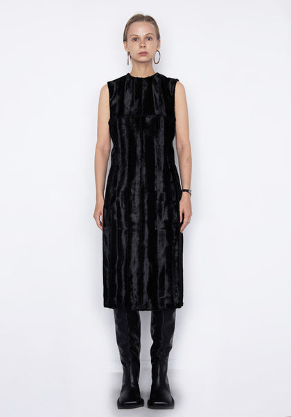 KWAIDAN EDITIONS FAKE PONY DECONSTRUCTED DRESS BLACK FW22 | DOSHABURI Online Shop