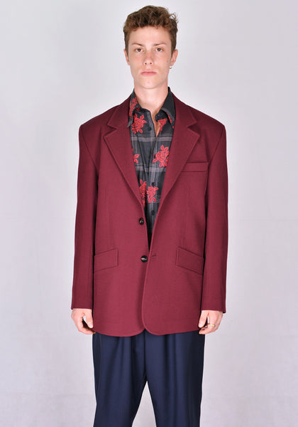 ERNEST W. BAKER BL18 SINGLE BREASTED WELT POCKET BLAZER BORDEAUX