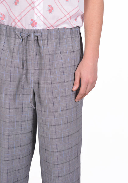 OVERCOAT S20P03-NKSC DRAWSTRING WIDE LEG TROUSER GLEN CHECK - DOSHABURI Shop