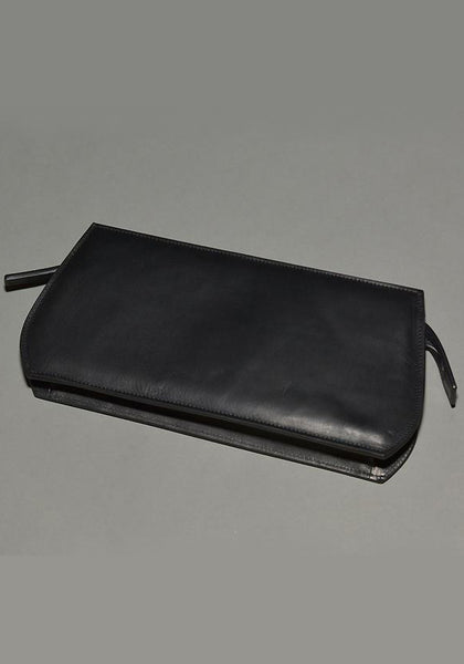 ANN DEMEULEMEESTER ZIPPED LEATHER CLUTCH BAG BLACK 50%OFF SALE Online