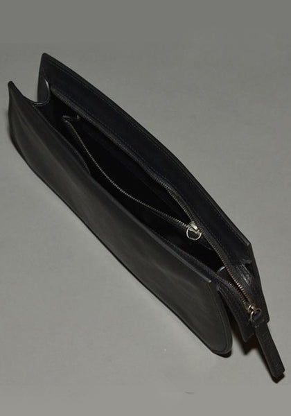 ANN DEMEULEMEESTER ZIPPED LEATHER CLUTCH BAG BLACK 50%OFF SALE Online