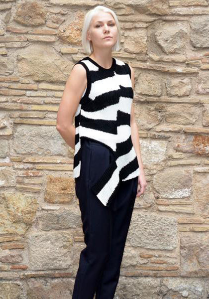 ANN DEMEULEMEESTER WOMENS KNIT TANKTOP MEDAN BLACK/WHITE | 50%OFF SALE