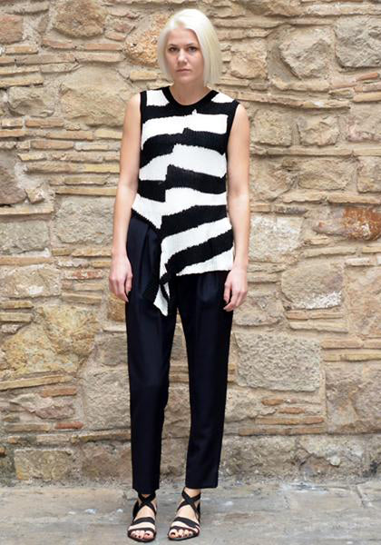 ANN DEMEULEMEESTER WOMENS KNIT TANKTOP MEDAN BLACK/WHITE | 50%OFF SALE