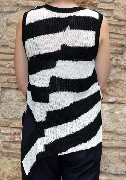 ANN DEMEULEMEESTER WOMENS KNIT TANKTOP MEDAN BLACK/WHITE | 50%OFF SALE
