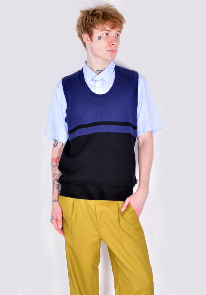 ARTE SS22-115K KARL MEIO KNIT VEST BLACK/NAVY SS22 | DOSHABURI Online Shop