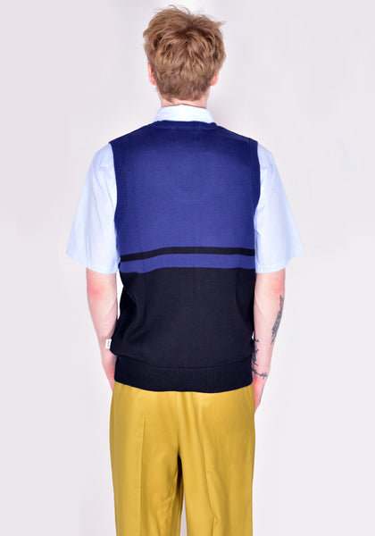 ARTE SS22-115K KARL MEIO KNIT VEST BLACK/NAVY SS22 | DOSHABURI Online Shop