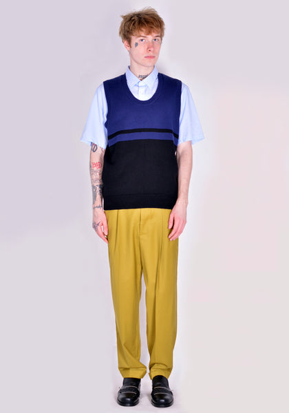 ARTE SS22-115K KARL MEIO KNIT VEST BLACK/NAVY SS22 | DOSHABURI Online Shop