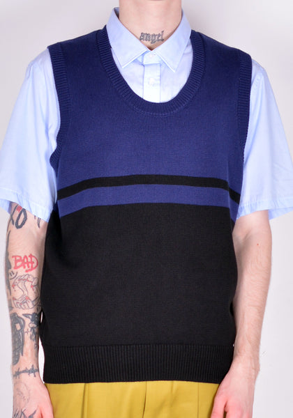 ARTE SS22-115K KARL MEIO KNIT VEST BLACK/NAVY SS22 | DOSHABURI Online Shop