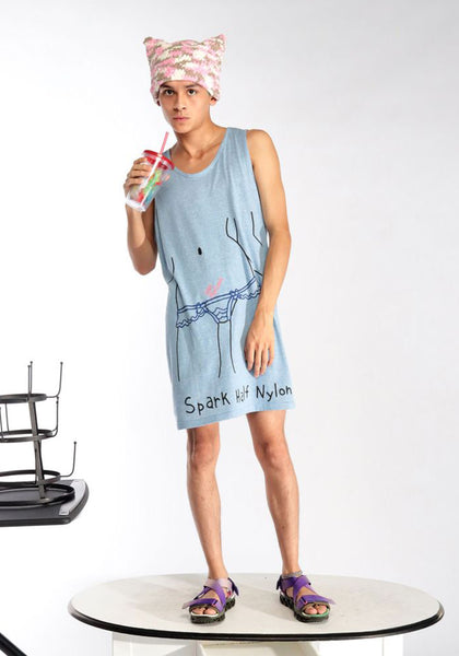 BERNHARD WILLHELM S20//30_SH LONG TANKTOP LIGHT BLUE - DOSHABURI Shop