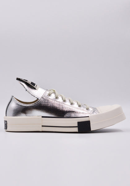 RICK OWENS DRKSHDW CONVERSE TURBODRK OX DENIM SHOES SILVER/WHITE FW22