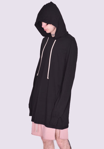 RICK OWENS DRKSHDW HOODED LONG SLEEVE T-SHIRT BLACK SS23 | DOSHABURI Online Shop