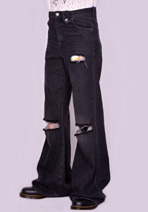 egonlab BLACK DENIM PANTS フレアデニム エゴンラボサルファブラック