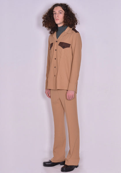 ERNEST W. BAKER SH28 RP08 CONTRAST POCKET OVERSHIRT CAMEL FW22 | DOSHABURI Online Shop