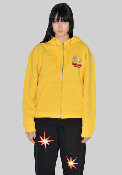 SKY HIGH FARM SHF03T023 SLIPPERY WHEN WET GRAPHIC ZIP SWEAT HOODIE YELLOW SS23 | DOSAHBURI Online Shop