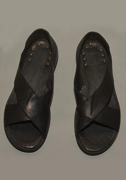 GUIDI MENS KANGAROO LEATHER CROSS SANDALS BLACK - DOSHABURI Shop