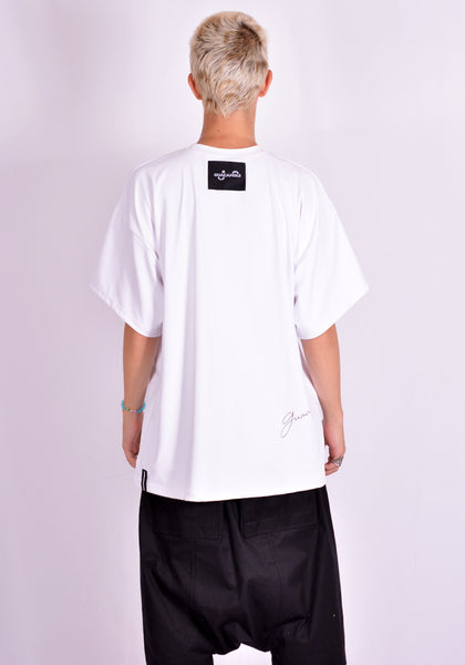 GUACAMOLE 20-2007-WHT RASH GUARD/HALF OVERSIZE T-SHIRT WHITE | DOSHABURI Online Shop