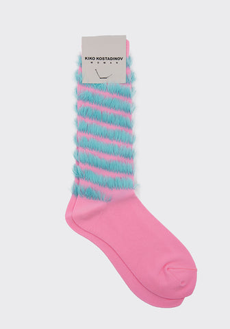 KIKO KOSTADINOV KKWAW22SO01-49 SPIRAL TRIM SOCK TAFFY PINK/CYAN FW22 | DOSHABURI Online Shop