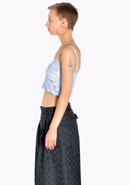 CHARLES JEFFREY LOVERBOY CJLSS22LCT LACE CROP TOP LIGHT BLUE