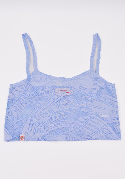 CHARLES JEFFREY LOVERBOY CJLSS22LCT LACE CROP TOP LIGHT BLUE SS22 | DOSHABURI Online Shop