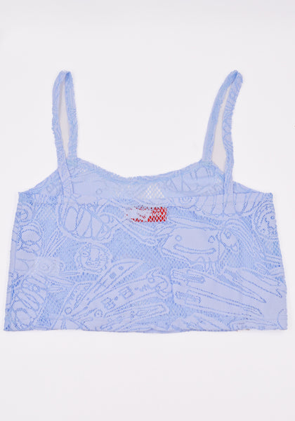 CHARLES JEFFREY LOVERBOY CJLSS22LCT LACE CROP TOP LIGHT BLUE SS22 | DOSHABURI Online Shop