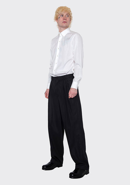 LU'U DAN MP006_FT 80'S FLUID TAILORING HIGH WAISTED PANTS BLACK FW22 | DOSHABURI Online Shop