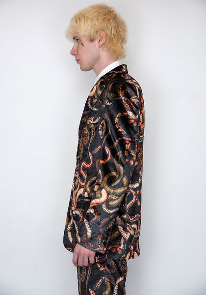 LU'U DAN MJ009W_V VELVET GANGSTER BLAZER SNAKE PRINT FW22 | DOSHABURI Online Shop