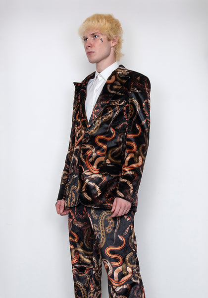 LU'U DAN MJ009W_V VELVET GANGSTER BLAZER SNAKE PRINT FW22 | DOSHABURI Online Shop