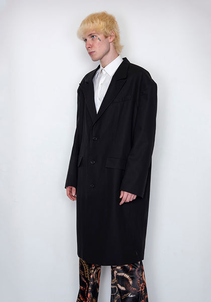 LU'U DAN MC002_FT 90'S  FLUID TAILORING GANGSTER COAT BLACK FW22 | DOSHABURI Online Shop