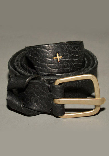 m.a+ by Maurizio Amadei CROSS CUTS WIDE LEATHER BELT BLACK-DOSHABURI