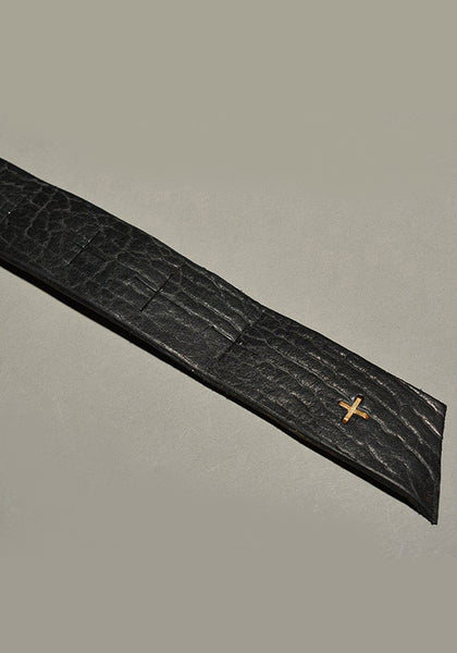 m.a+ by Maurizio Amadei CROSS CUTS WIDE LEATHER BELT BLACK-DOSHABURI