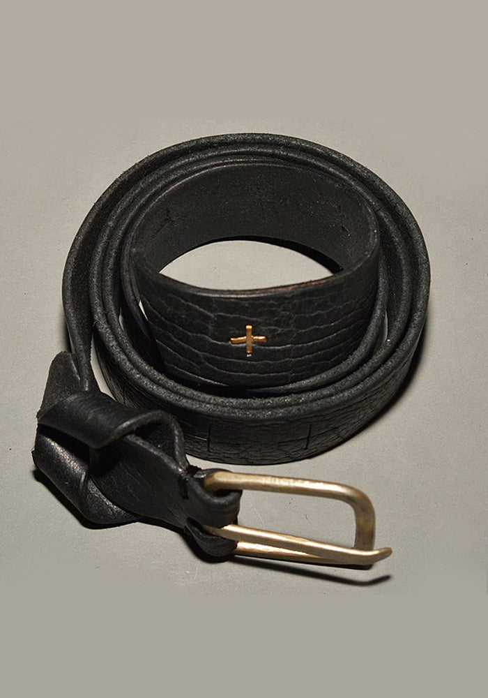 I*y様 ma+ ベルト m.a+ by Maurizio Amadei CROSS CUTS WIDE LEATHER BELT BLACK
